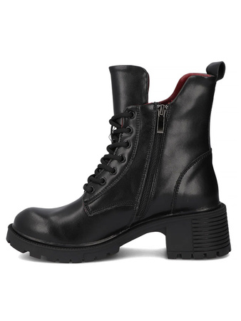 Filippo Leather Ankle Boots Warm Lined Block Heel Black DBT6501-25-BK