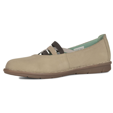 Maciejka Leather Flat Shoes With Elastic Straps Beige P6815-10/00-1