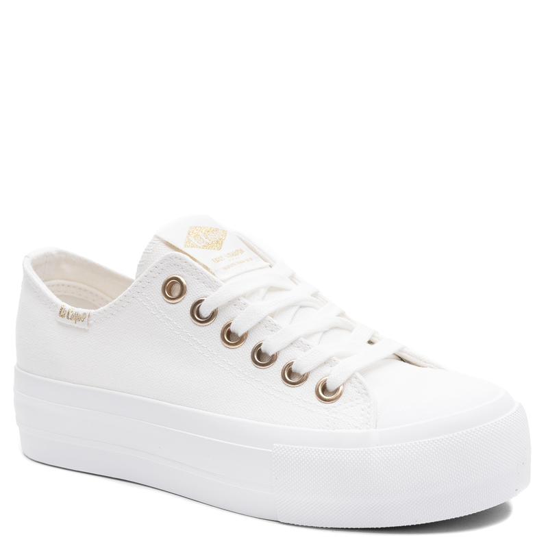 Lee Cooper Trampki Na Platformie Tenisówki Damskie Materiałowe Białe LCW-26-31-4369L