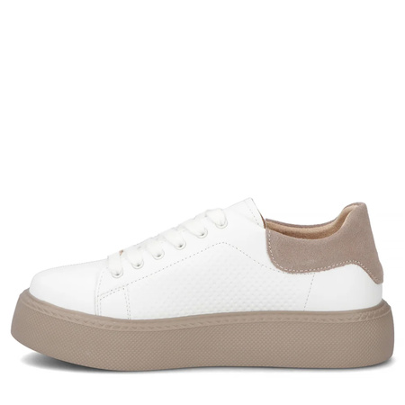 Filippo Skórzane Sneakersy Damskie Półbuty Na Platformie Białe DP7502-26-WH