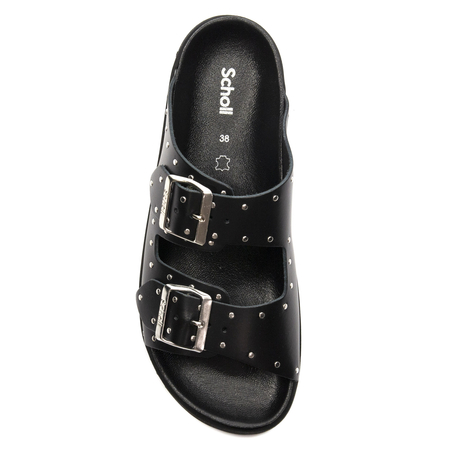 Scholl Klapki damskie skórzane Beatriz Black czarne