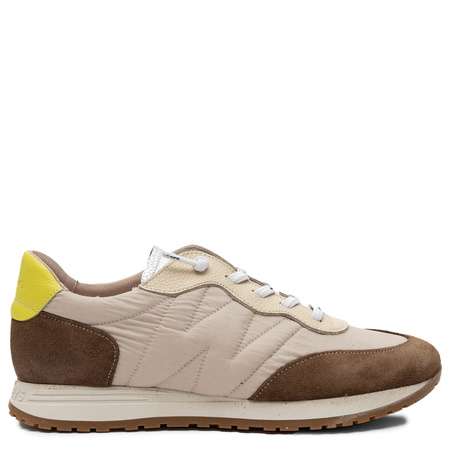 Wonders Leather Retro Running Sneakers Lightweight Sole Beige-Brown A-4802-CON-TAUPE