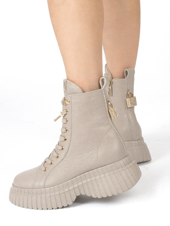 Chebello Women's Beige Platform Boots