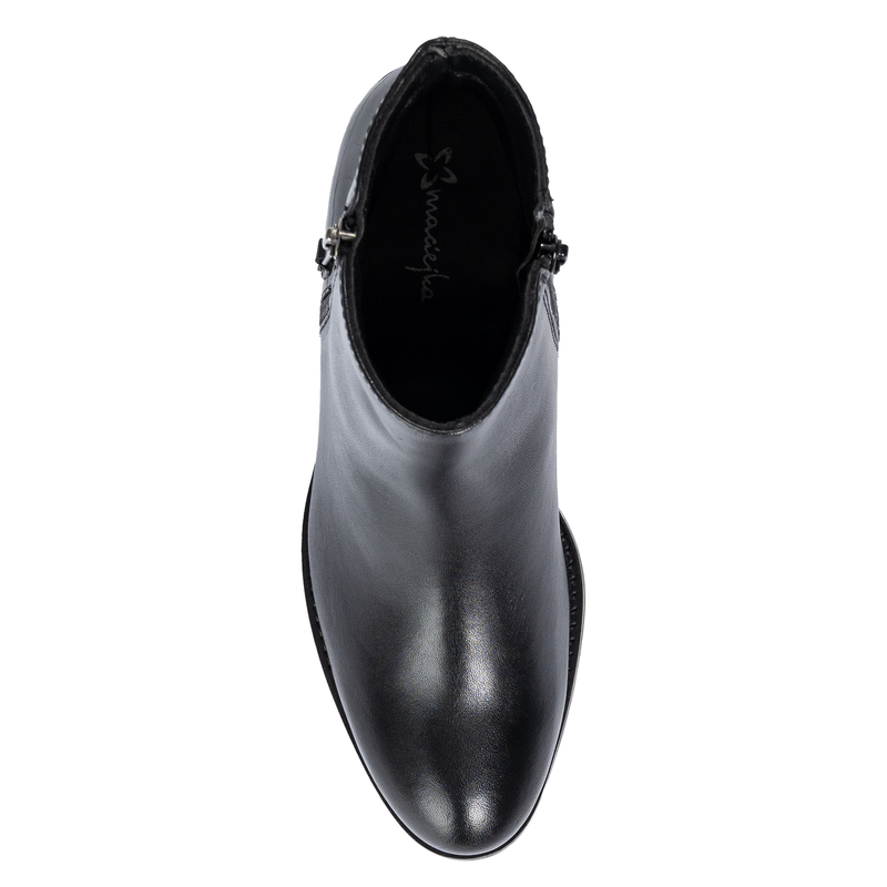 Maciejka Double-Zip Leather Ankle Boots Block Heel Black H7170-01/00-7