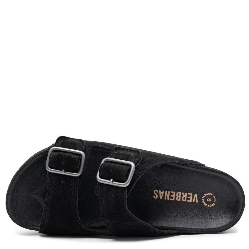 Verbenas Elena Women's Suede Slides On Platform Black ELENA-SERRAJE-NEG