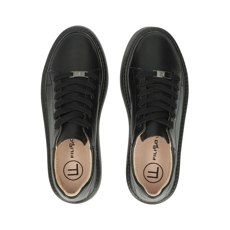 Filippo Black Leather Sneakers