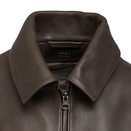 OPRA Leather Bomber Jacket Oversized Olive OP-KU-BOMBER-OLIVE