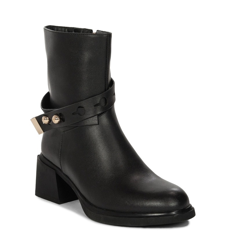 Maciejka Women’s Leather Ankle Boots Block Heel Black K7183-01/00-8
