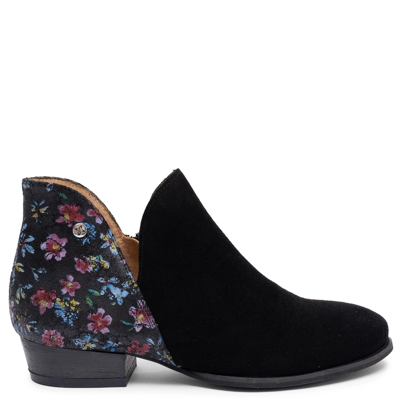 Maciejka Leather Suede Cut Out Ankle Boots Floral Black 4091W-04/00-5