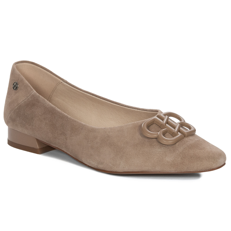 Maciejka Elegant Pointed Toe Ballerinas Flat Suede Shoes Beige K6806-04/00-1