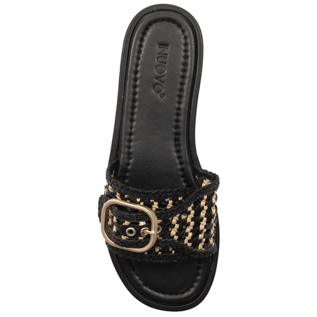  Inuovo Women's Leather Flip-Flops Black