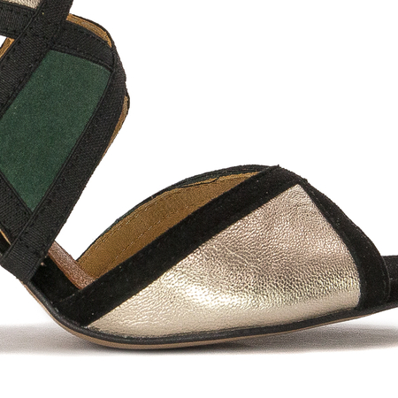 Maciejka women's leather green+ black Sandals