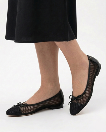 Maciejka Openwork Ballet Flats With Bow Black K7512-01/00-1
