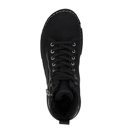 Rieker Warm-Lined Lace-Up Ankle Boots with Side Zip Black 45920-01-BLACK