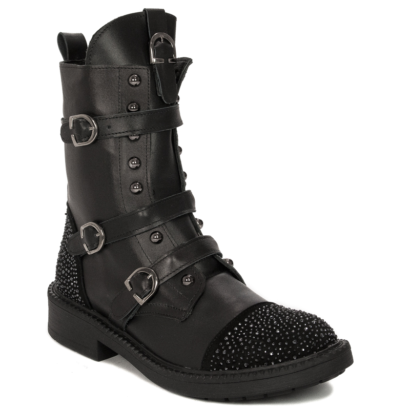 Botki Venezia Black skórzane Czarne