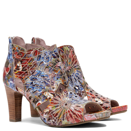 Laura Vita Sandały Damskie Skórzane Na Słupku Albane 048 Grenat SL316D-4JBS-GRENA