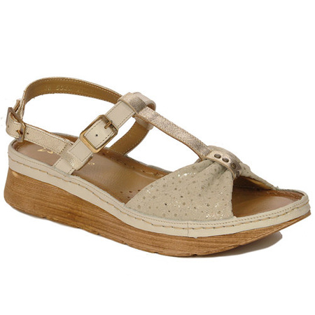 Maciejka Beige and Gold Sandals