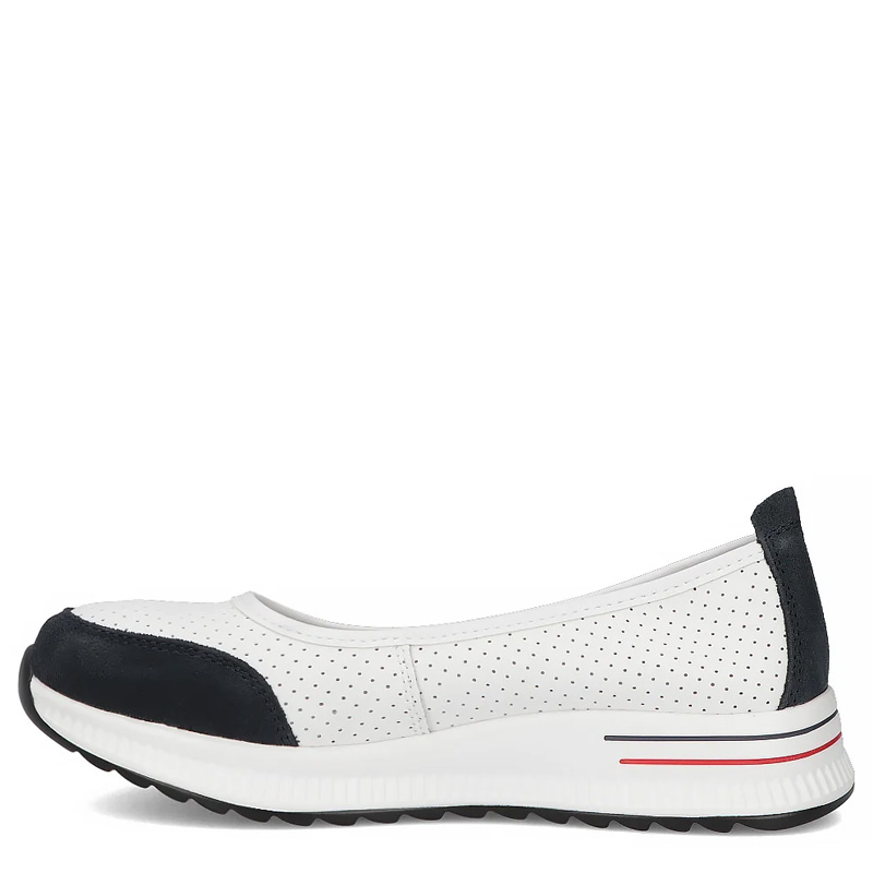Filippo Leather Perforated Slip-On Platform Shoes White-Navy DP6134-26-WH-NV