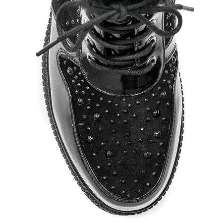 Botki Rieker 93312-00 Black ocieplane na platformie Czarne