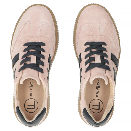 Filippo Skórzane Sneakersy Damskie Na Platformie Różowe DP6776-26-PI-NV
