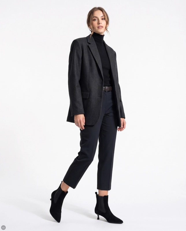 Maciejka Black Suede Ankle Boots Chelsea Boots With Low Heel K7756-01/00-7