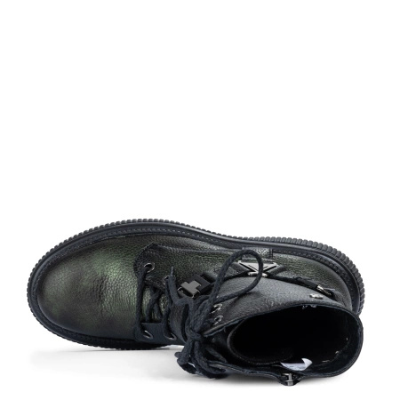 Maciejka Leather Combat Boots with Harness Metallic Green 07092-09-00-8