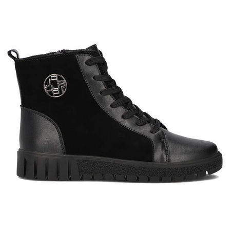 Filippo Leather Insulated Women’s Ankle Boots On Platform Black DBT6359/25BK