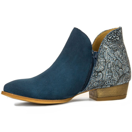 Maciejka Asymmetric Ankle Boots Low Heel Navy 04091-47/00-5