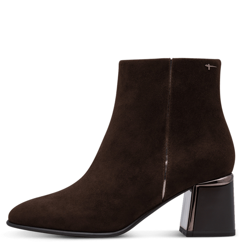 Tamaris Suede Block Heel Ankle Boots Brown 1-25396-47-304