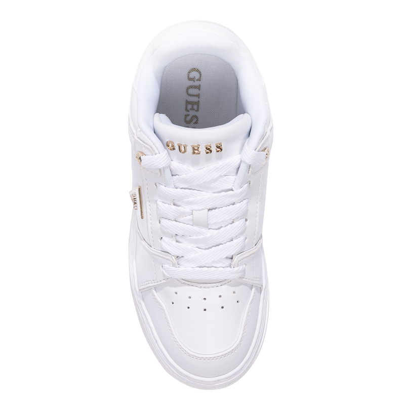 Guess Damskie Sneakersy Na Platformie Złote Detale Białe FLTDELELE12-WHITE