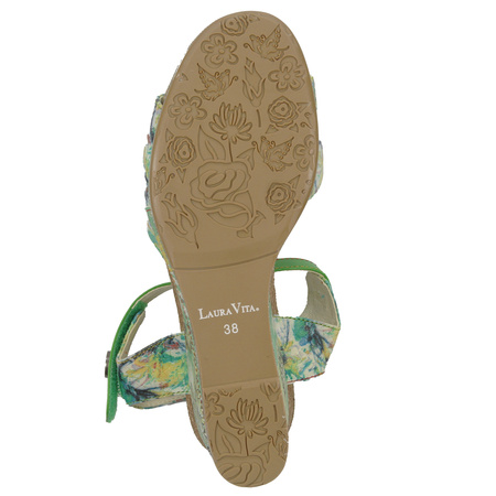 Laura Vita Women's leather sandals on the wedge Menthe