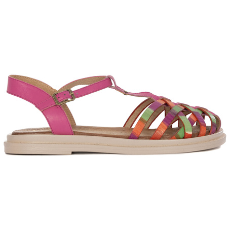 Maciejka Women's Leather Sandals Fuchsia