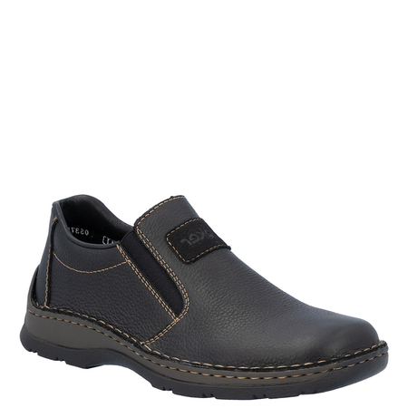 Rieker Leather Slip-On Men’s Shoes Classic Black 05370-00