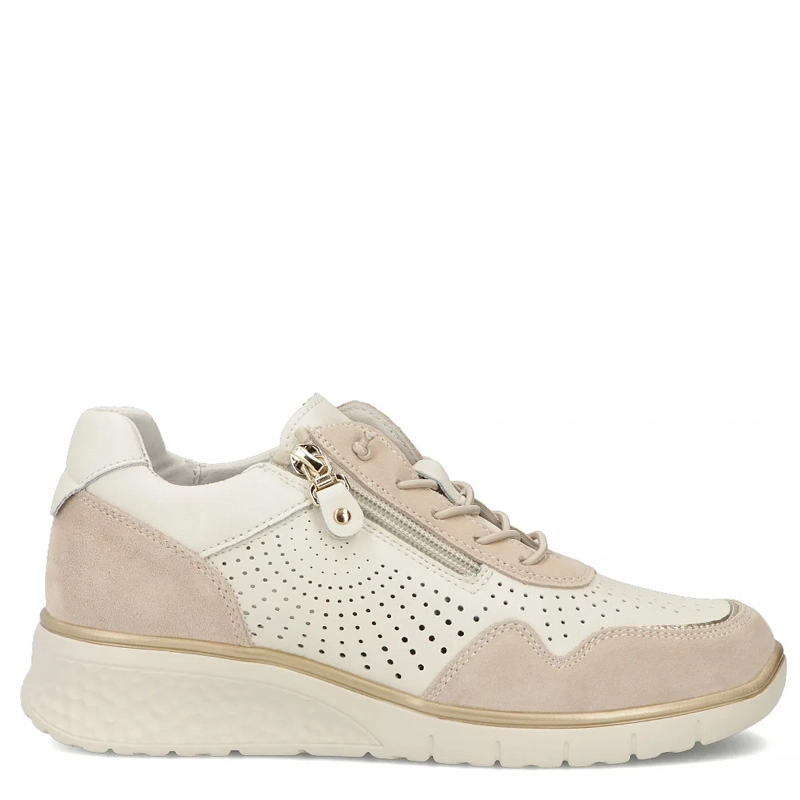 Filippo Wygodne Skórzane Sneakersy na Platformie Beżowe DP7605-26-BE
