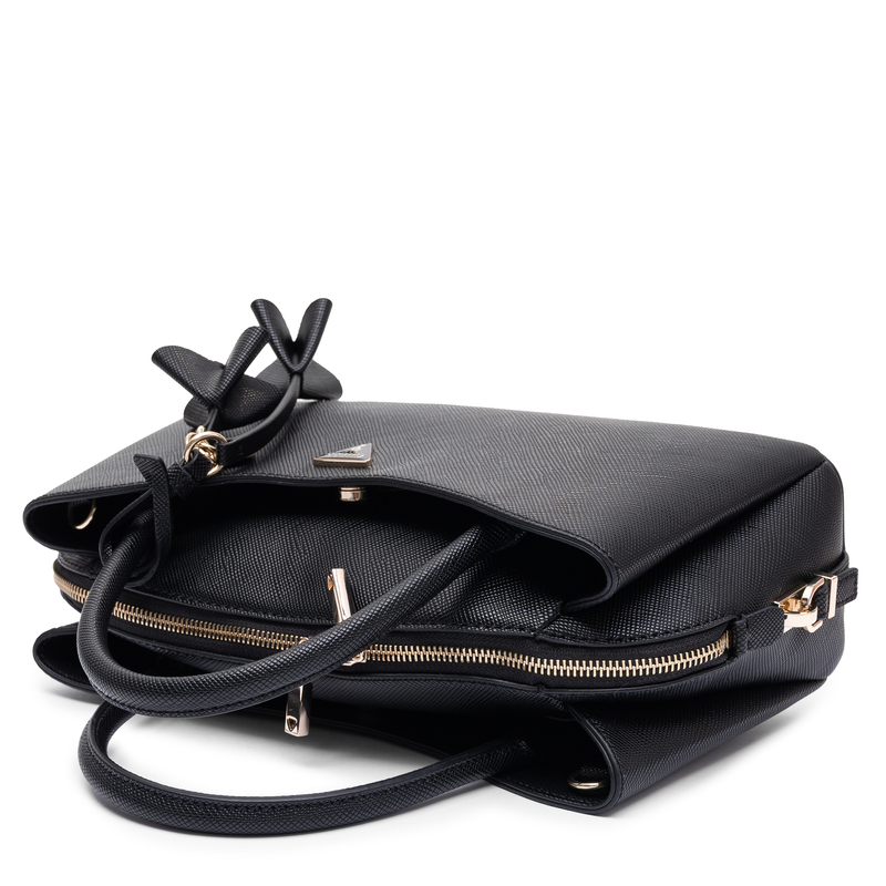 Guess Zadra Classic Satchel Handbag Textured Black HWZG2227050-BLACK
