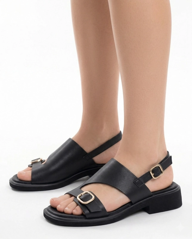 Boccato Genuine Leather Strappy Sandals Black 158-1019