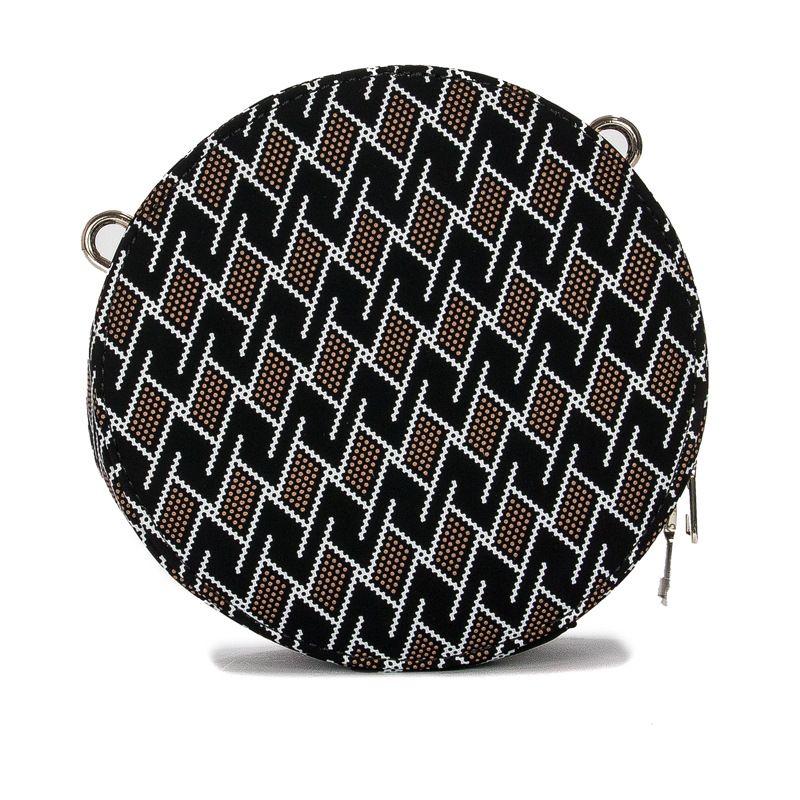 GOE Women's small round messenger bag Black Black + pattern