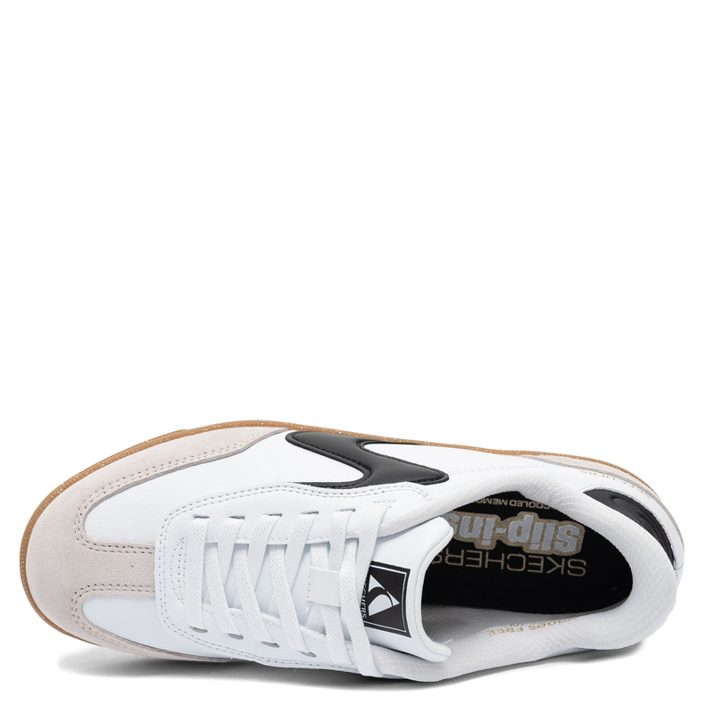 Skechers Hotshot Kickoff Sneakersy Skórzane Biało-Czarne 185322-WBK