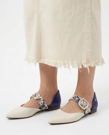 Maciejka Leather D’Orsay Flats Pointed-Toe Beige-Purple K7438-05/00-1