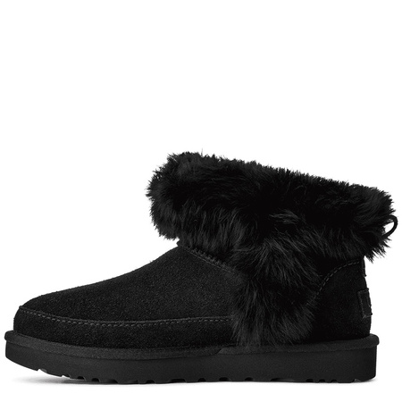 UGG Śniegowce Damskie Z Futrzanym Kołnierzem Na Platformie Czarny 1173832-BLK