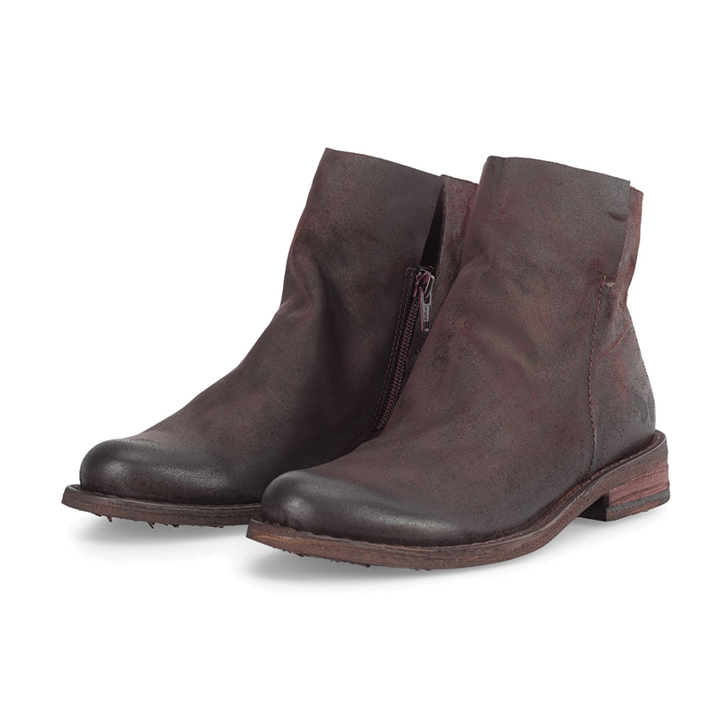 Felmini Women's Leather Burgundy Ankle Boots