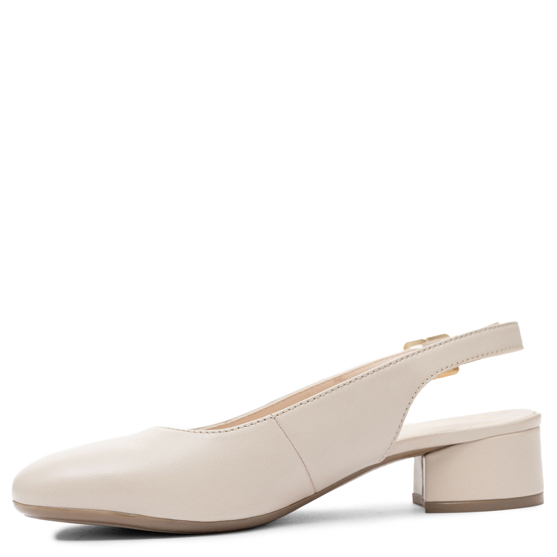 Maciejka Skórzane Slingback Czółenka na Słupku Beżowe P7492-37/00-1
