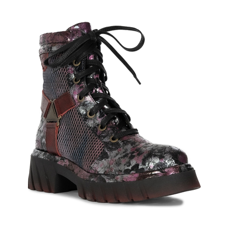 Maciejka Mesh-Panel Ankle Boots Chunky Platform Burgundy 07072-23/00-8