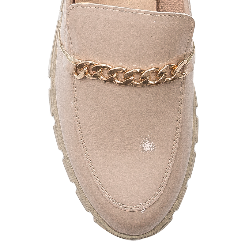 Women's loafers shoes with a chain Sergio Leone Beige MK755