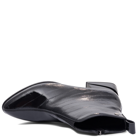 Maciejka Women's Leather Pointed Toe Geometric Block Heel Ankle Boots Black K7675-01/00-7