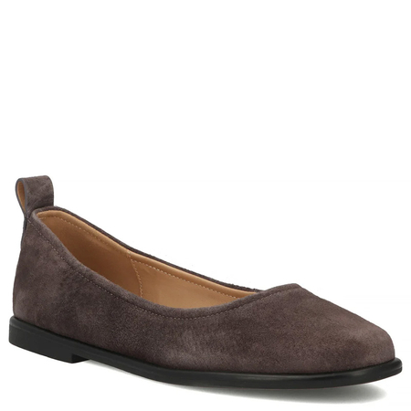 Filippo Leather Slip-on Suede Ballerina Shoes Brown DP7741-26-D-BR