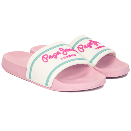 Pepe Jeans Klapki White Slider Logo Girl Białe