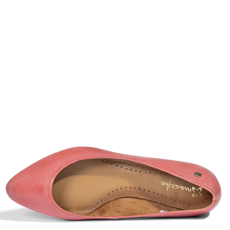 Maciejka Women's Leather Ballet Flats Almond Toe Coral 4100W-04/00-8