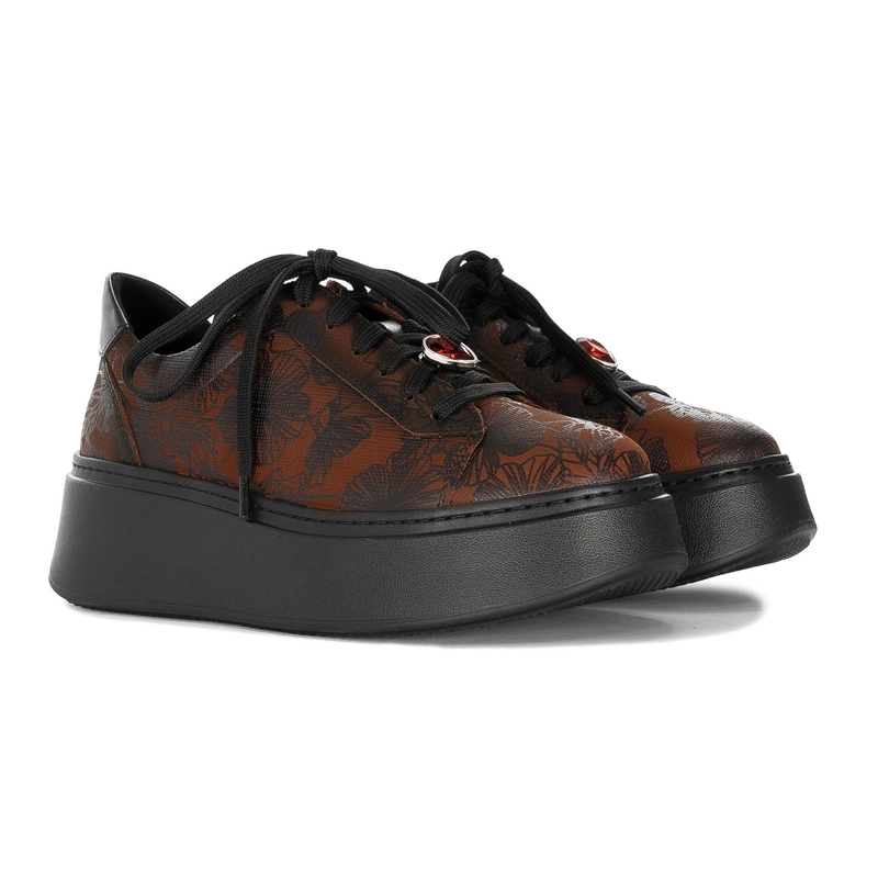 Maciejka Women's Leather Sneakers On The Platform Red 06191-29/00-8
