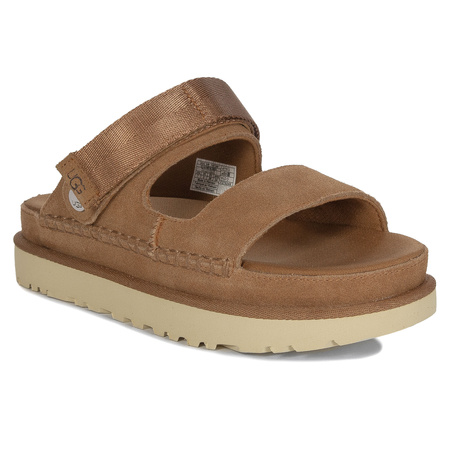 UGG Klapki Damskie Skórzane Na Platformie Chestnut